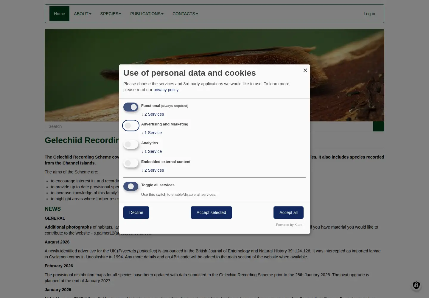 Screenshot of gelechiid.co.uk