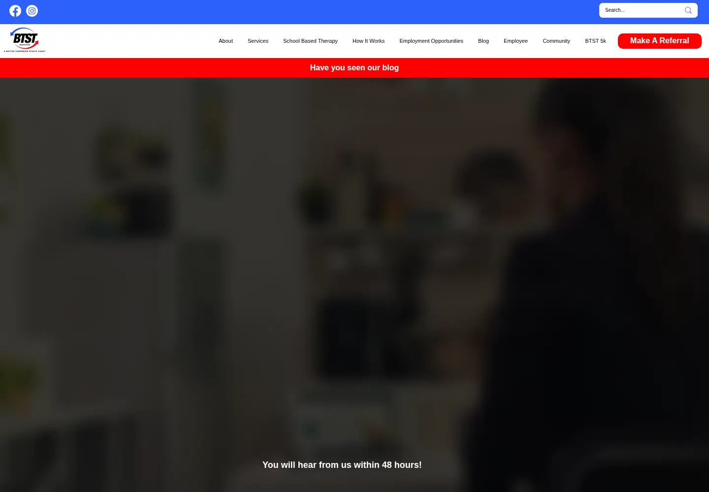 Captured homepage of btstservices.com in the current scan