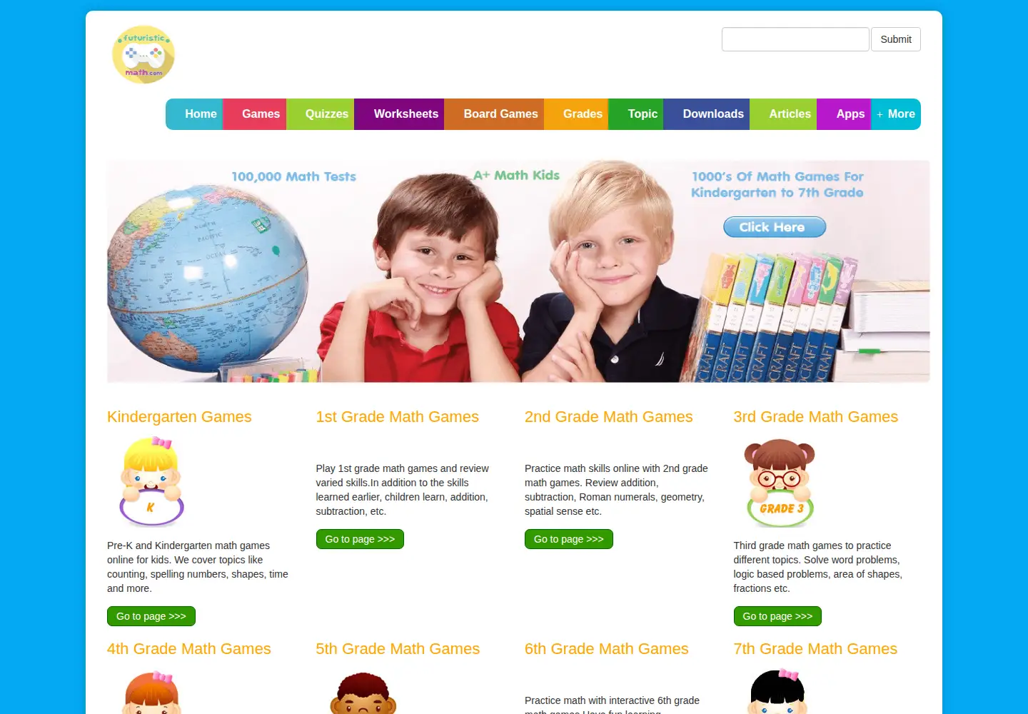 Captured homepage of futuristicmath.com in the current scan