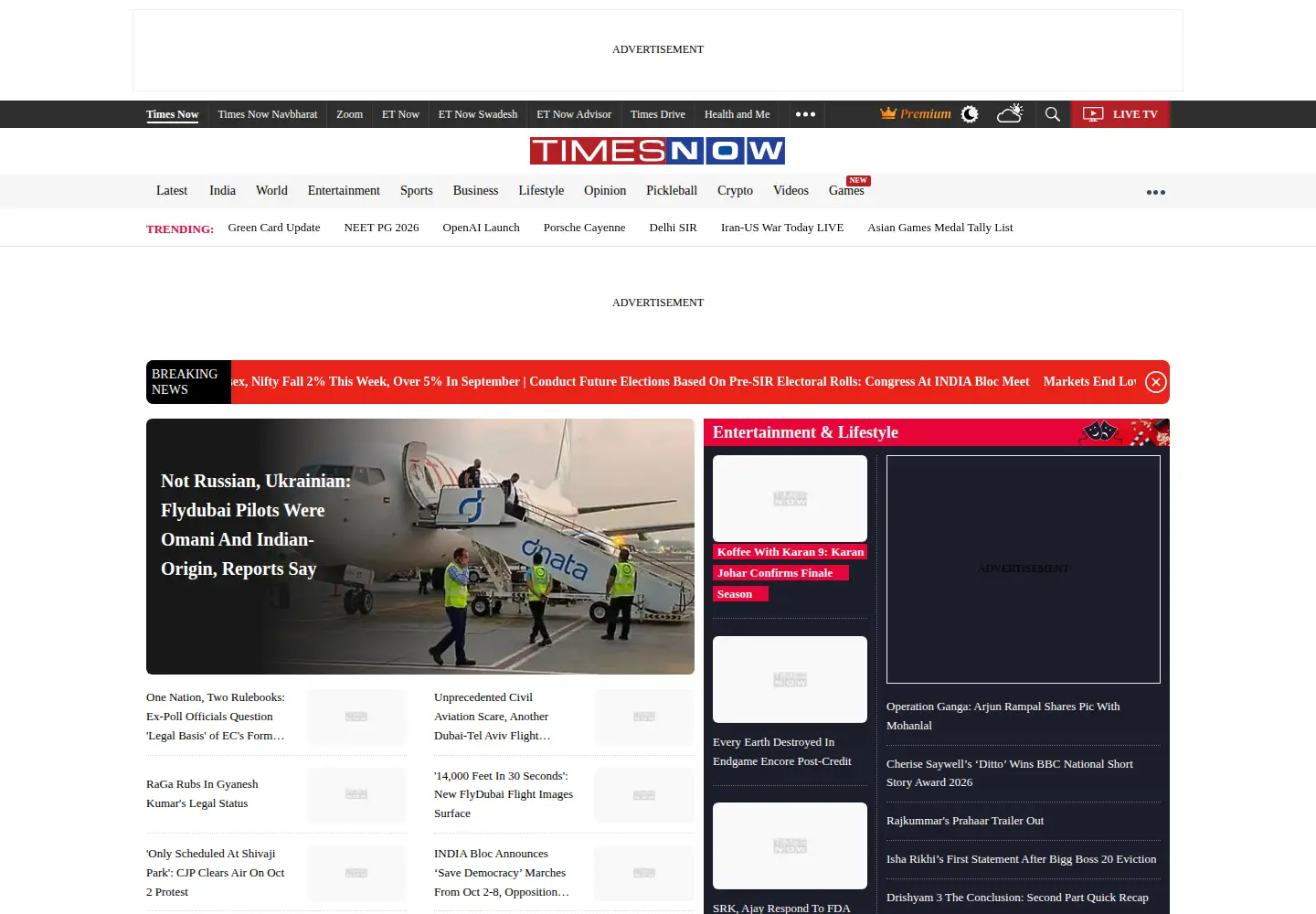 Screenshot of timesnownews.com