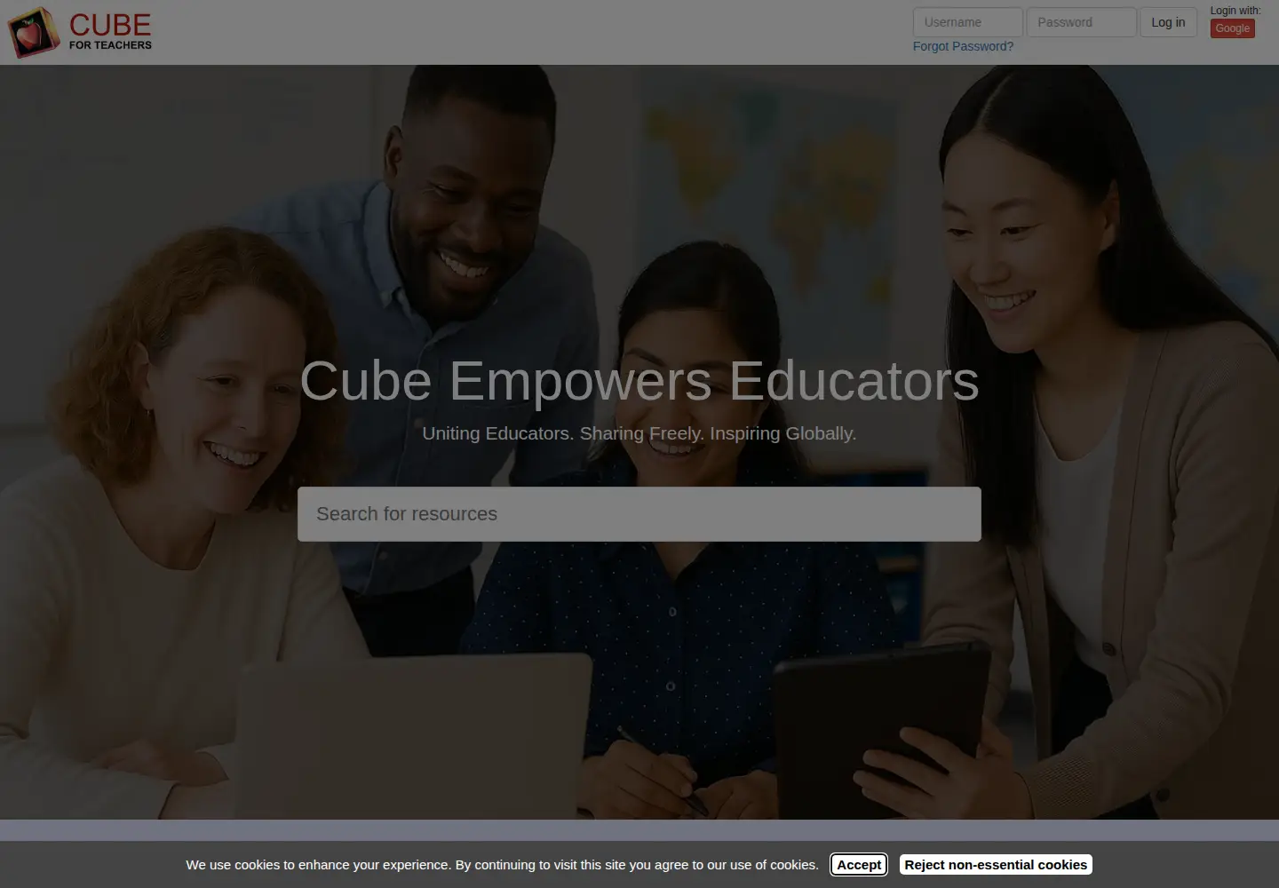 Captured homepage of cubeforteachers.com in the current scan