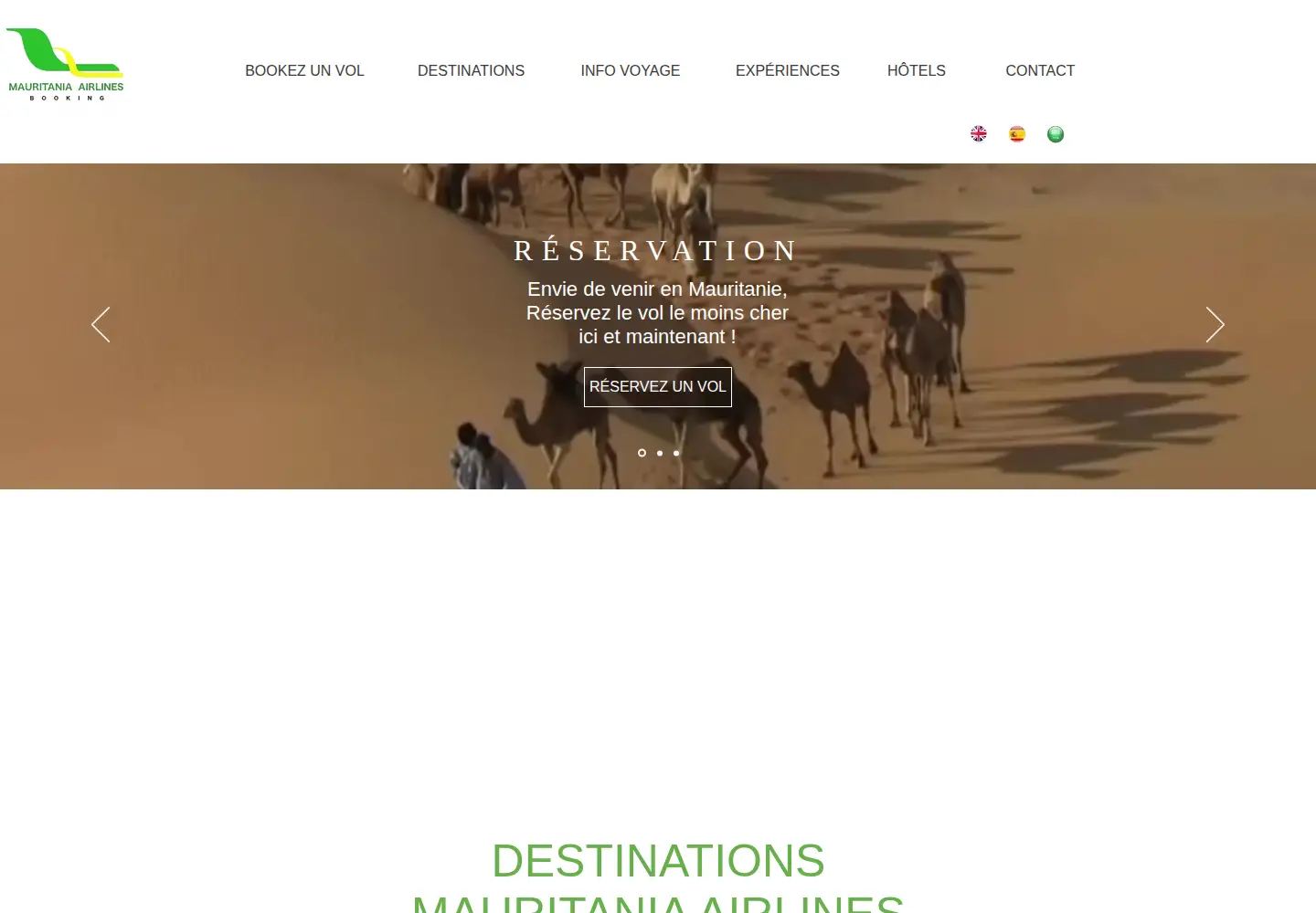 Captured homepage of mauritaniaairline.com in the current scan