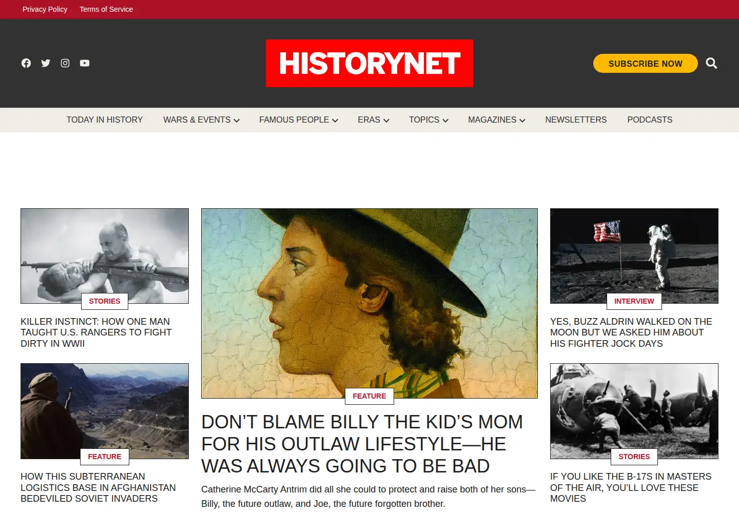 Screenshot of historynet.com