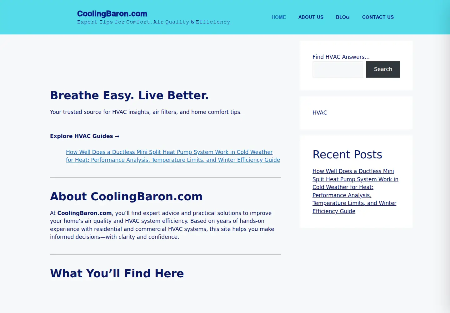 Captured homepage of coolingbaron.com in the current scan