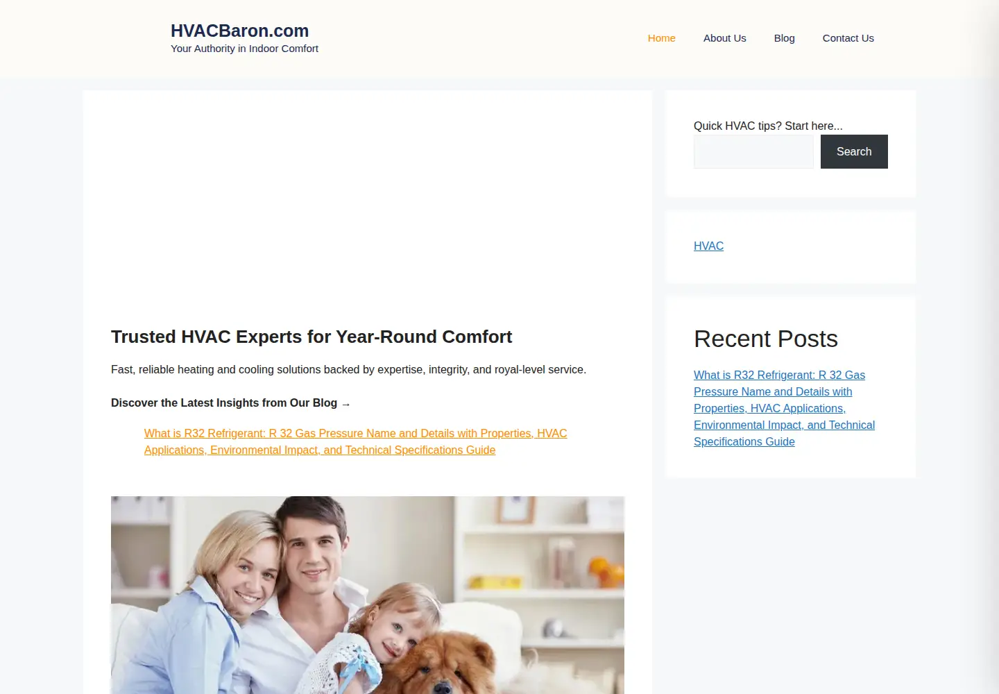 Captured homepage of hvacbaron.com in the current scan