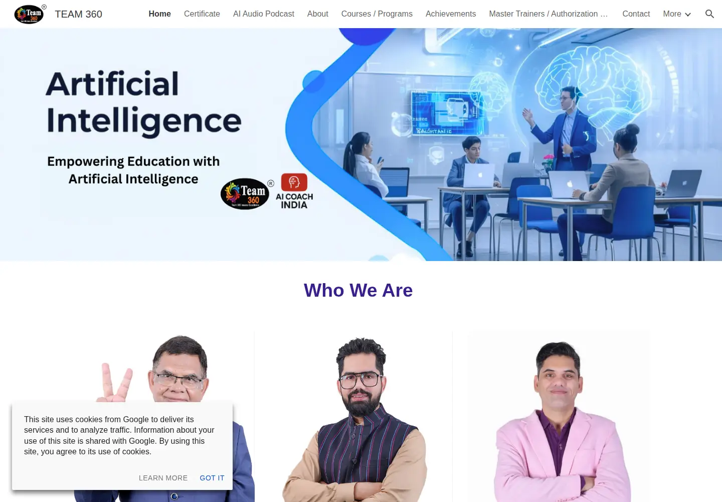 Captured homepage of team360.org in the current scan