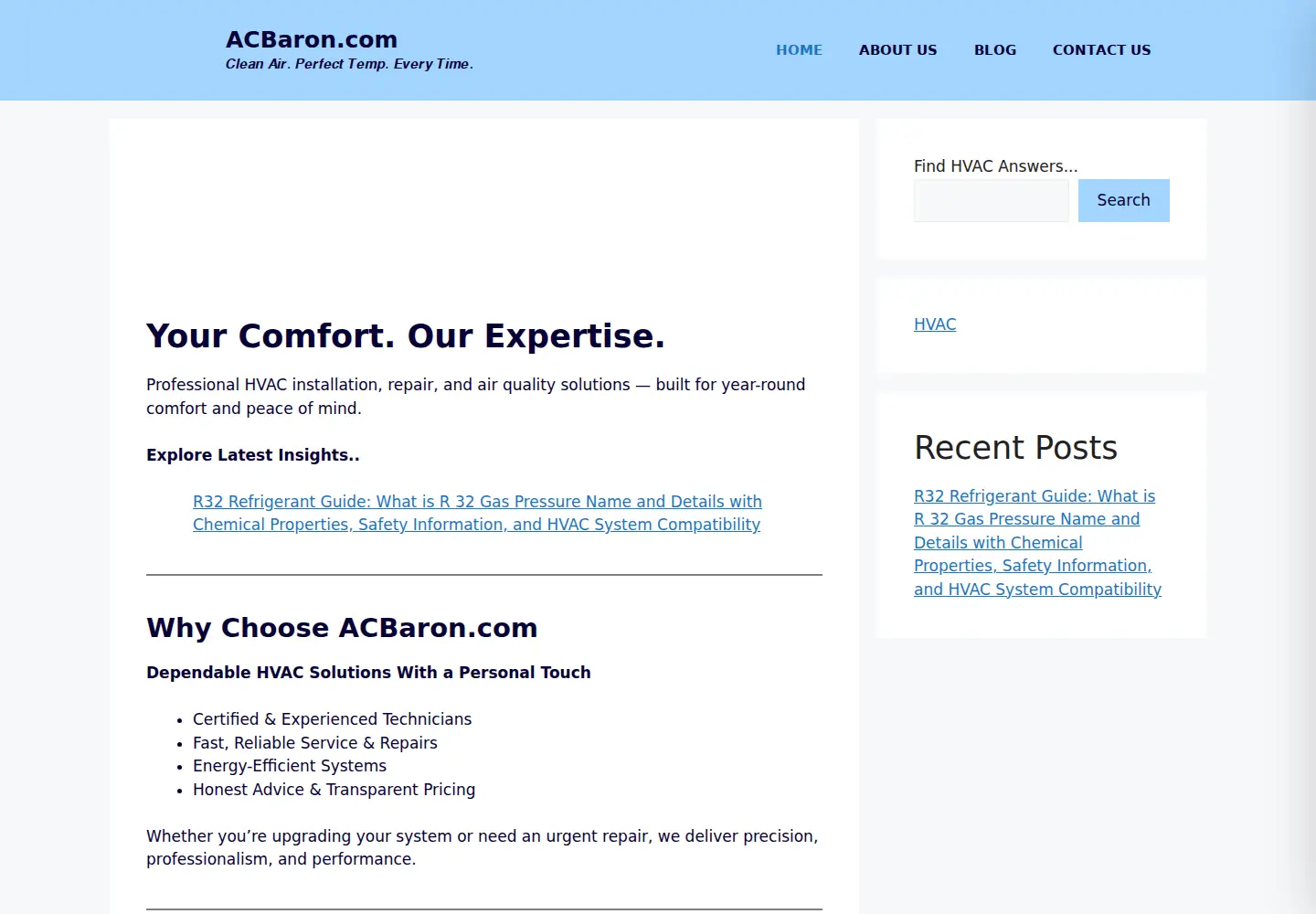 Captured homepage of acbaron.com in the current scan