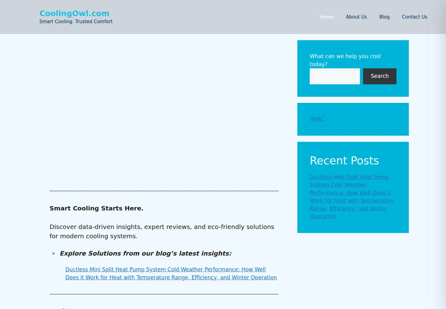 Captured homepage of coolingowl.com in the current scan