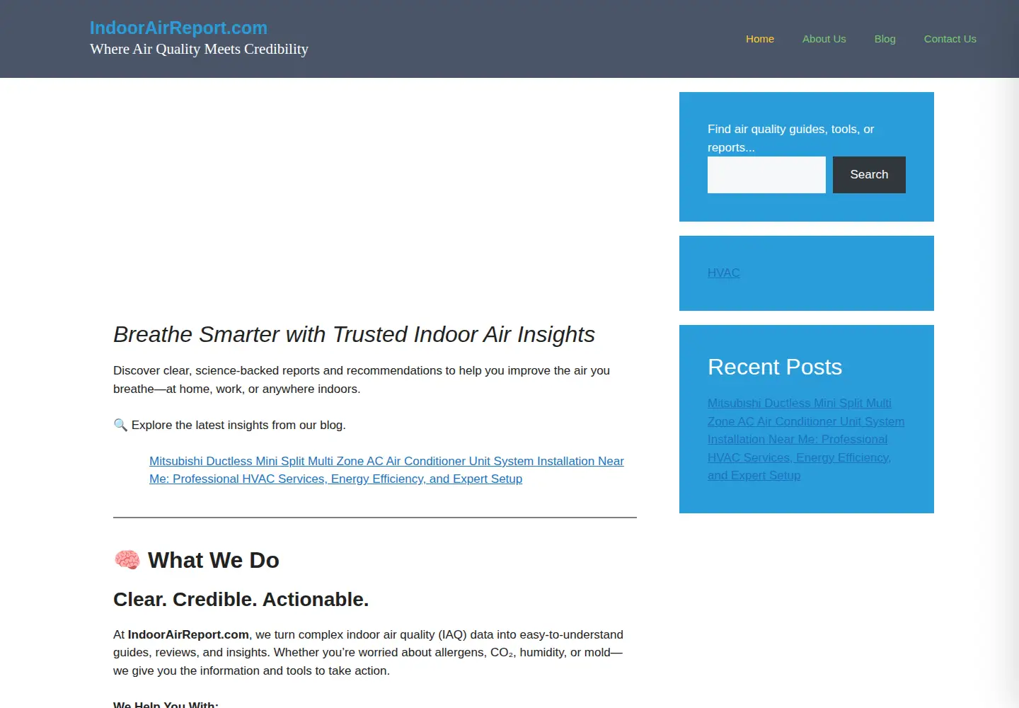 Captured homepage of indoorairreport.com in the current scan