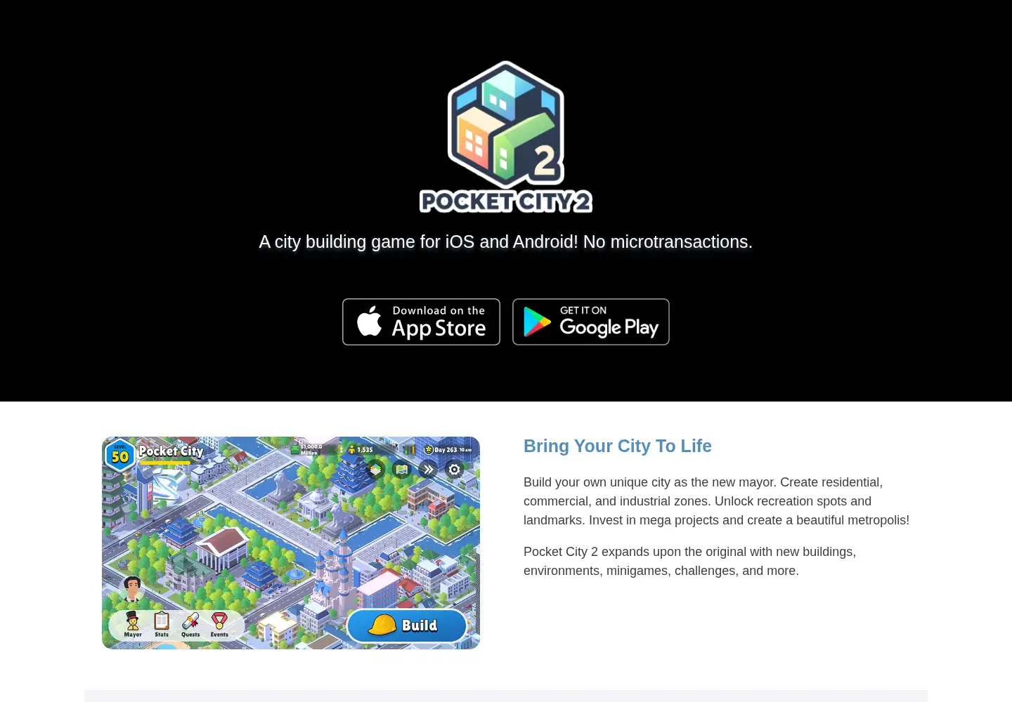 Screenshot of pocketcitygame.com