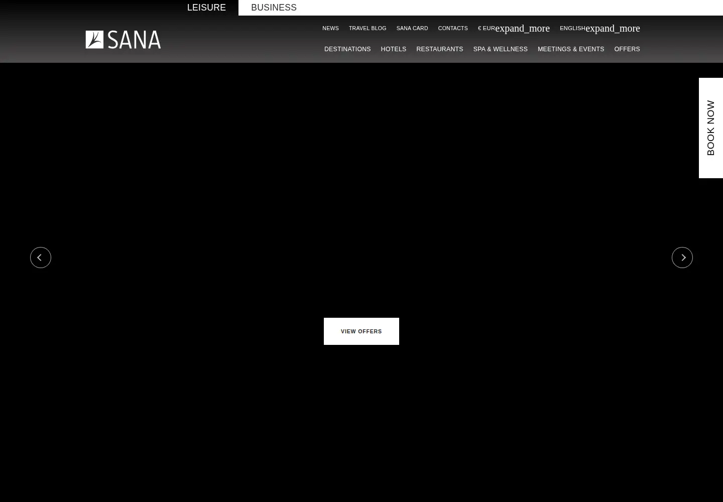 Captured homepage of sanahotels.com in the current scan