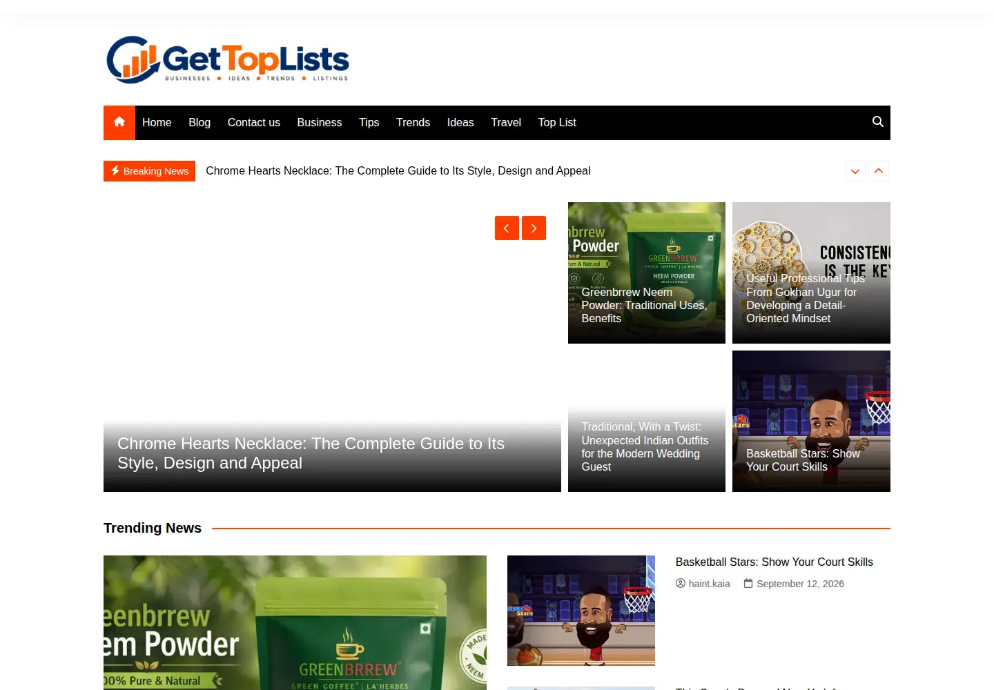 Screenshot of gettoplists.com