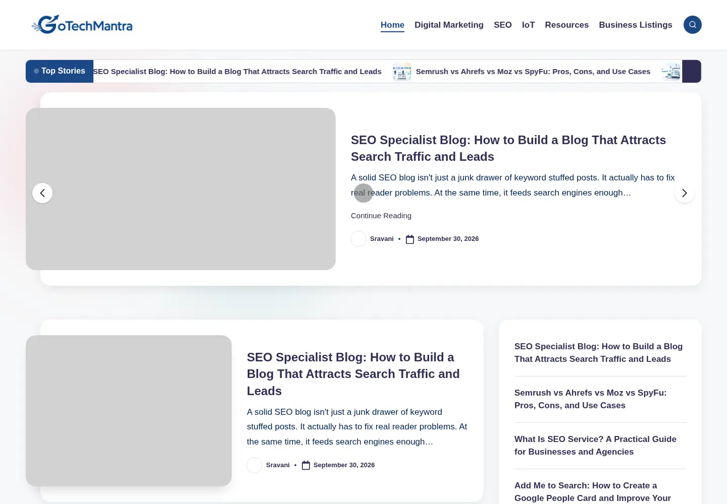 Screenshot of gotechmantra.com