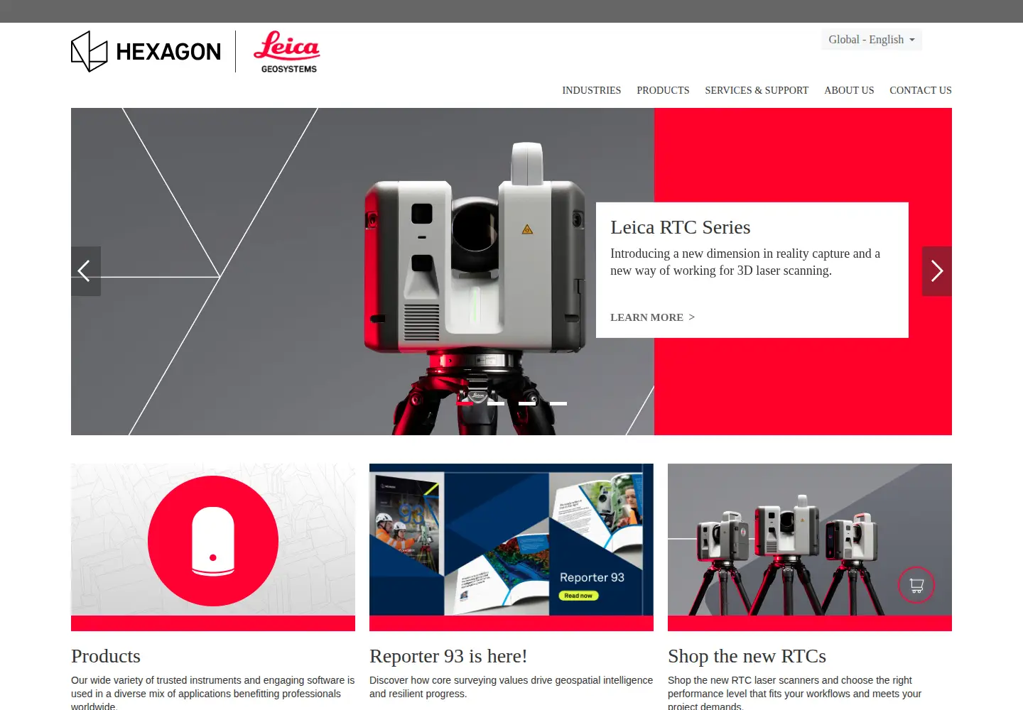 Captured homepage of leica-geosystems.com in the current scan