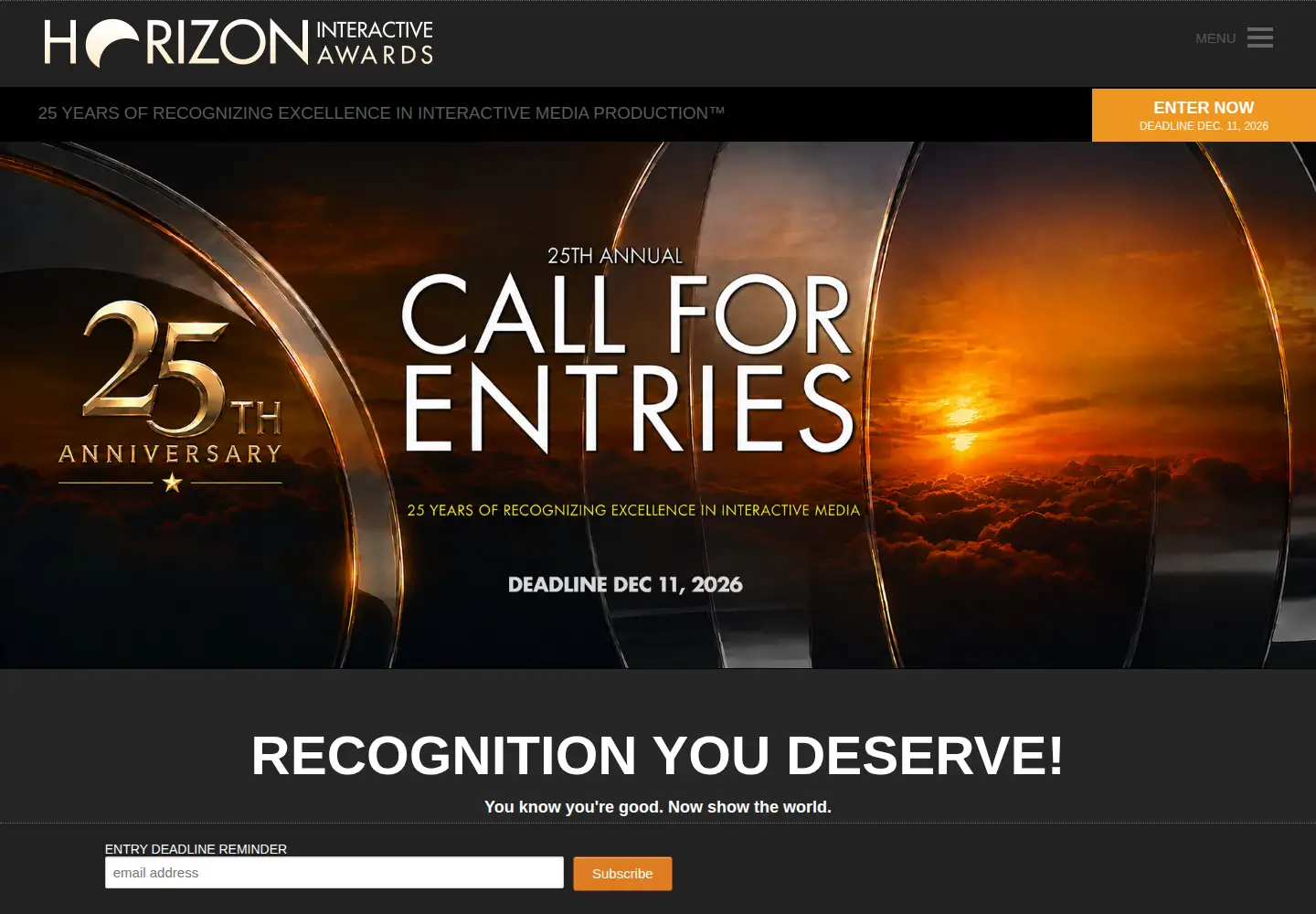 Screenshot of horizoninteractiveawards.com