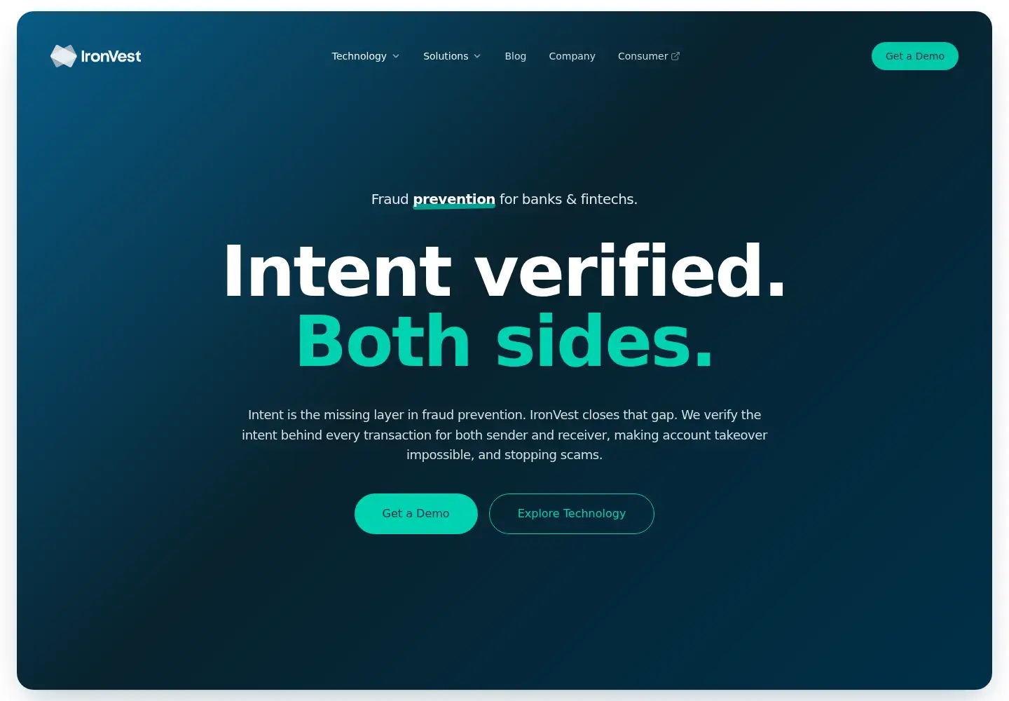 Captured homepage of ironvest.com in the current scan
