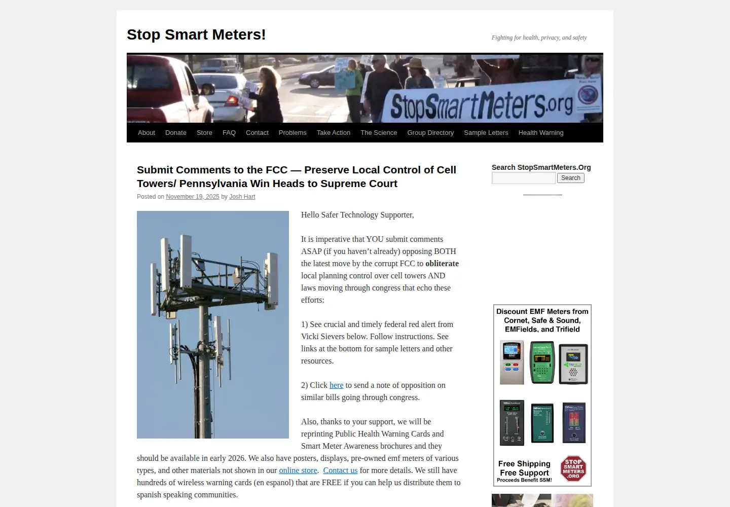 Screenshot of stopsmartmeters.org