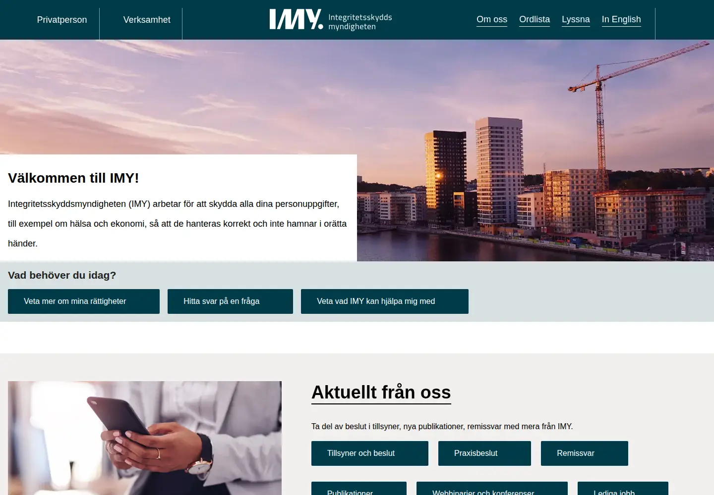 Screenshot of imy.se