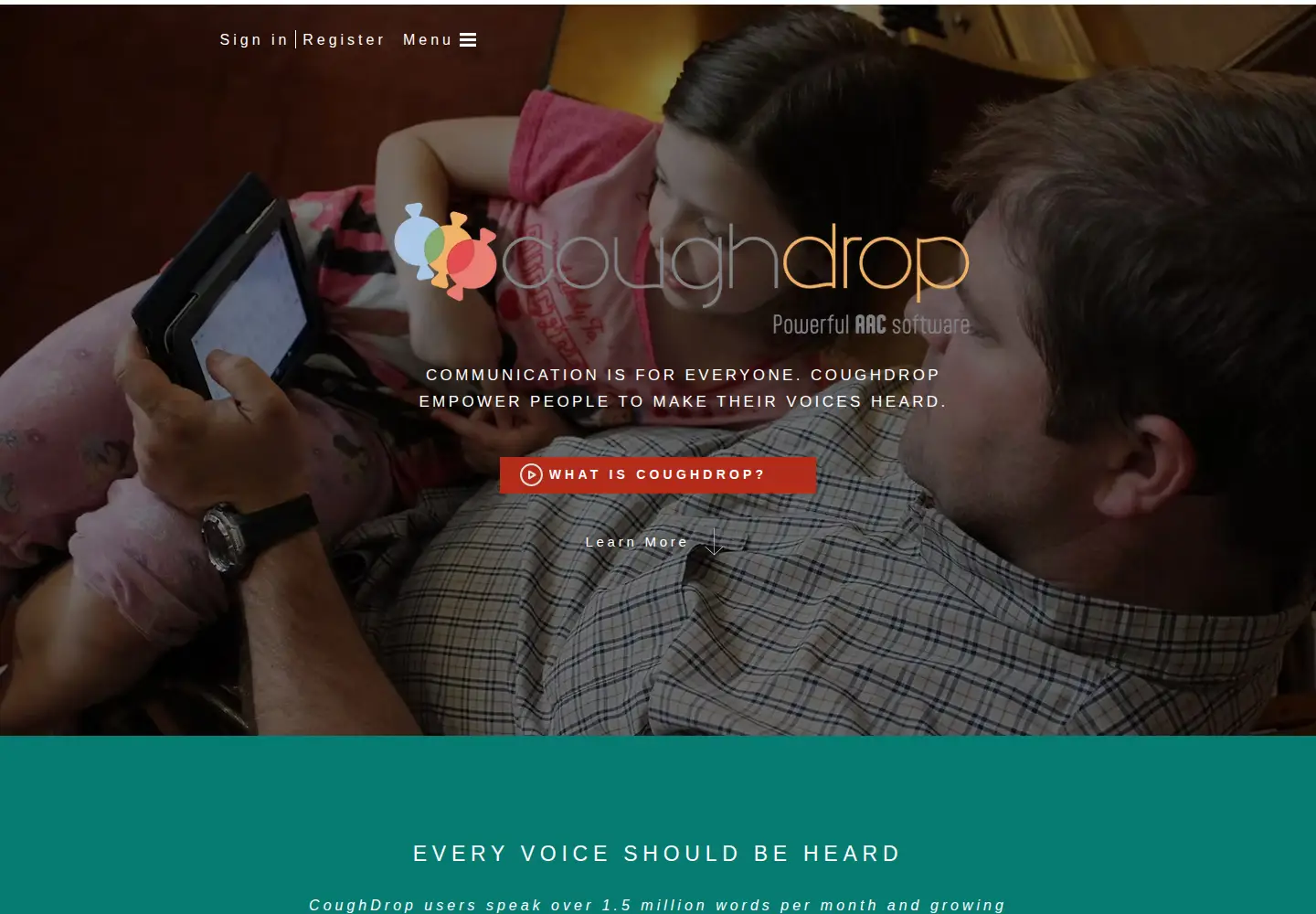 Screenshot of coughdrop.com