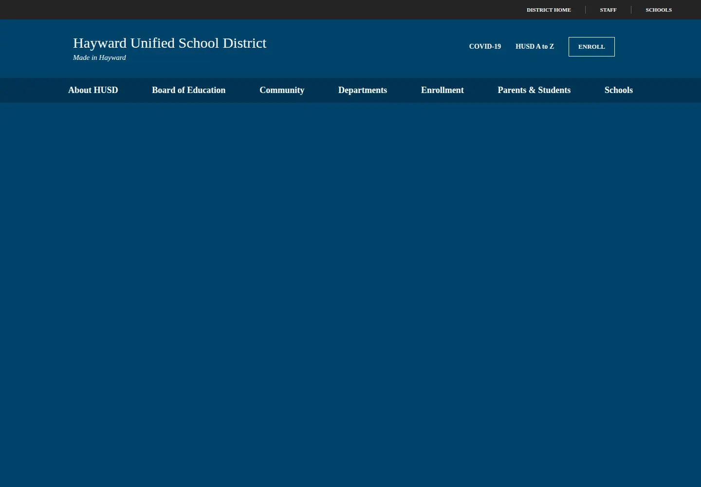 Captured homepage of husd.us in the current scan