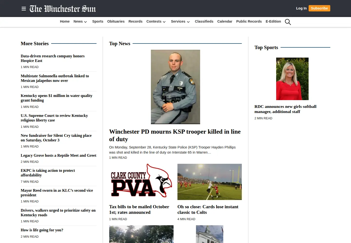 Screenshot of winchestersun.com