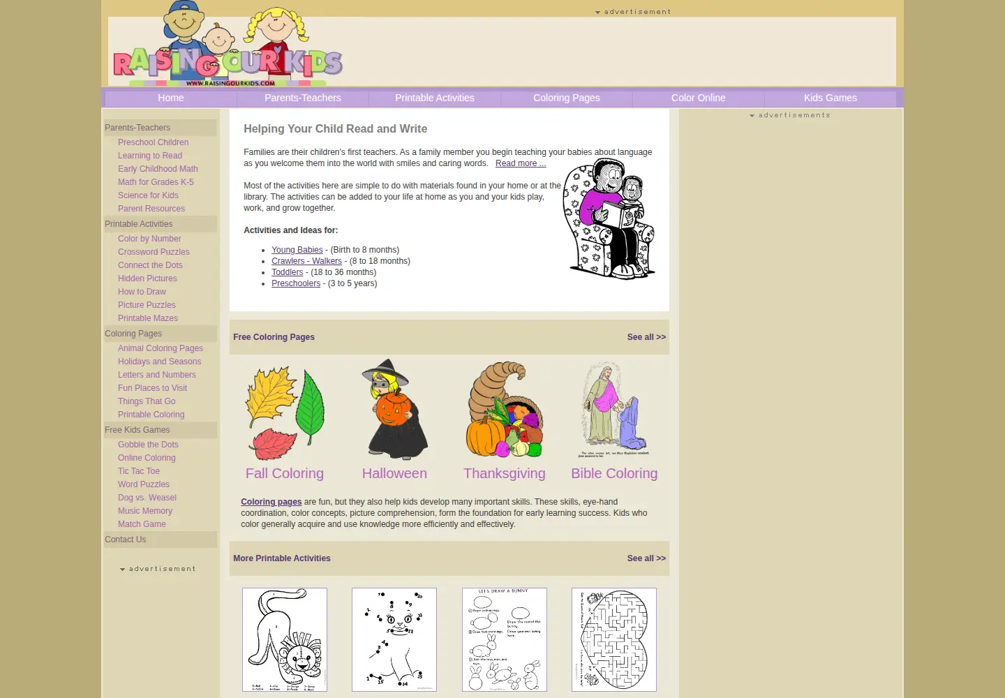 Screenshot of raisingourkids.com