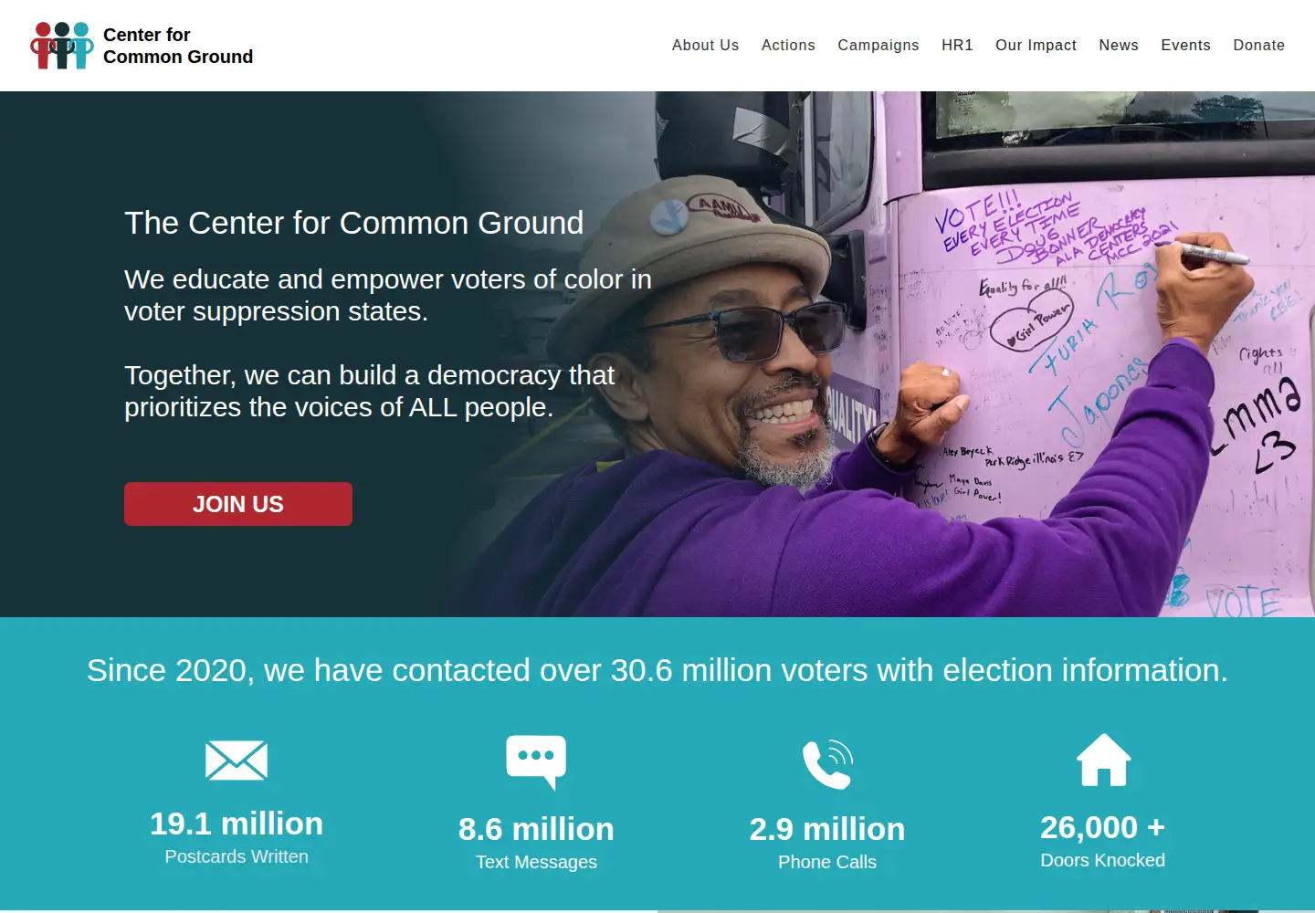 Screenshot of centerforcommonground.org