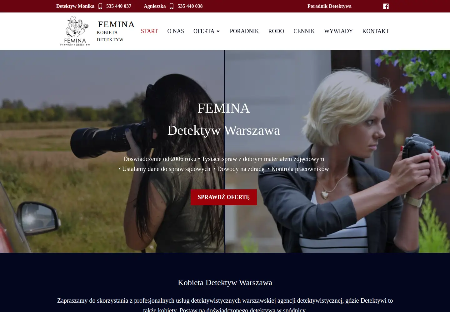 Captured homepage of kobieta-detektyw.waw.pl in the current scan