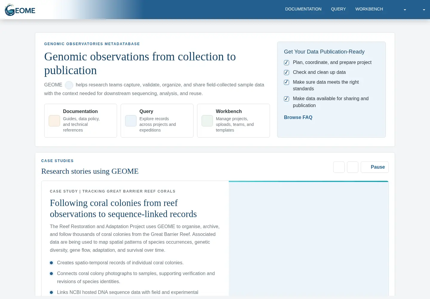 Screenshot of geome-db.org