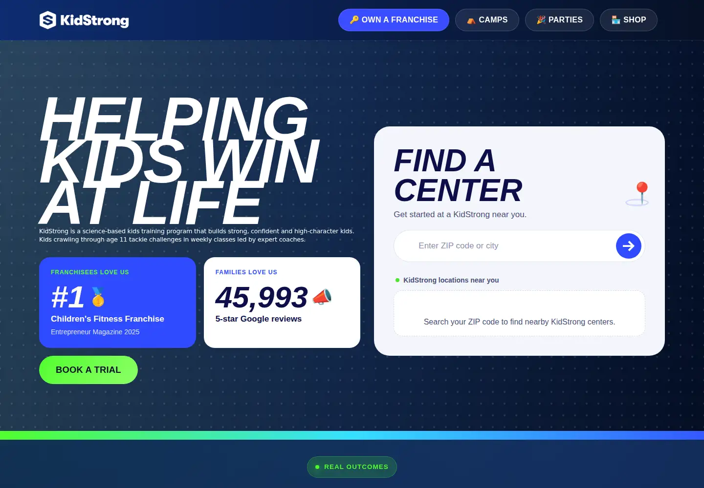 Captured homepage of kidstrong.com in the current scan