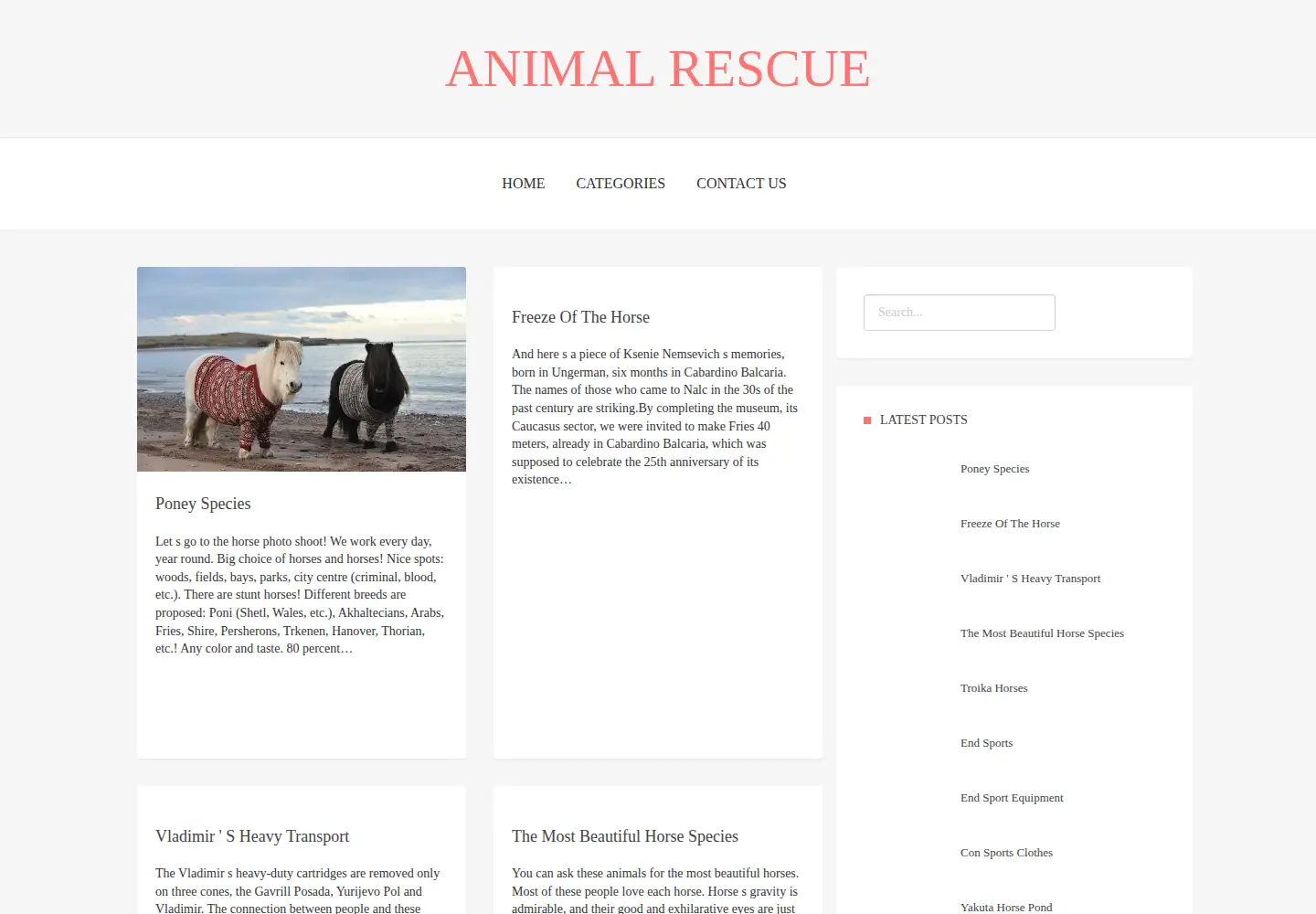 Captured homepage of animal-rescue.info in the current scan
