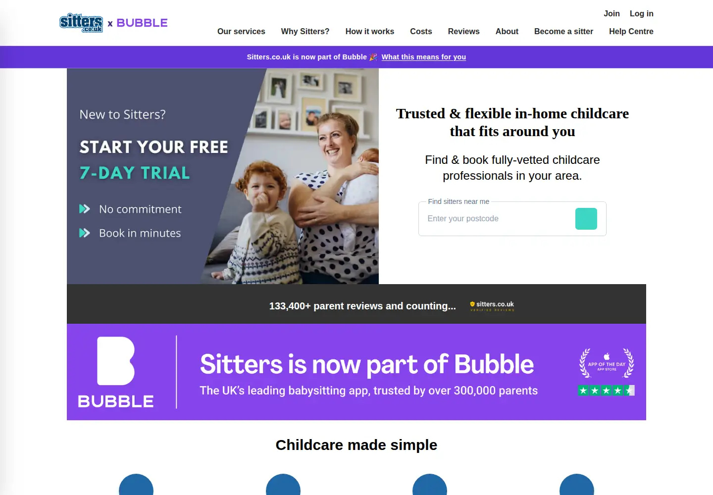 Screenshot of sitters.co.uk