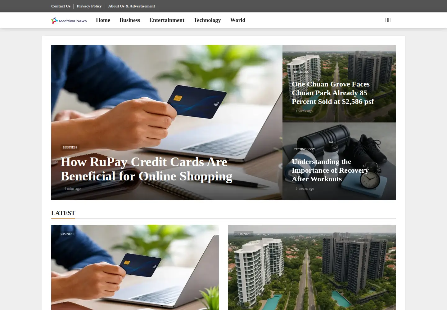 Captured homepage of newsmaritime.com in the current scan