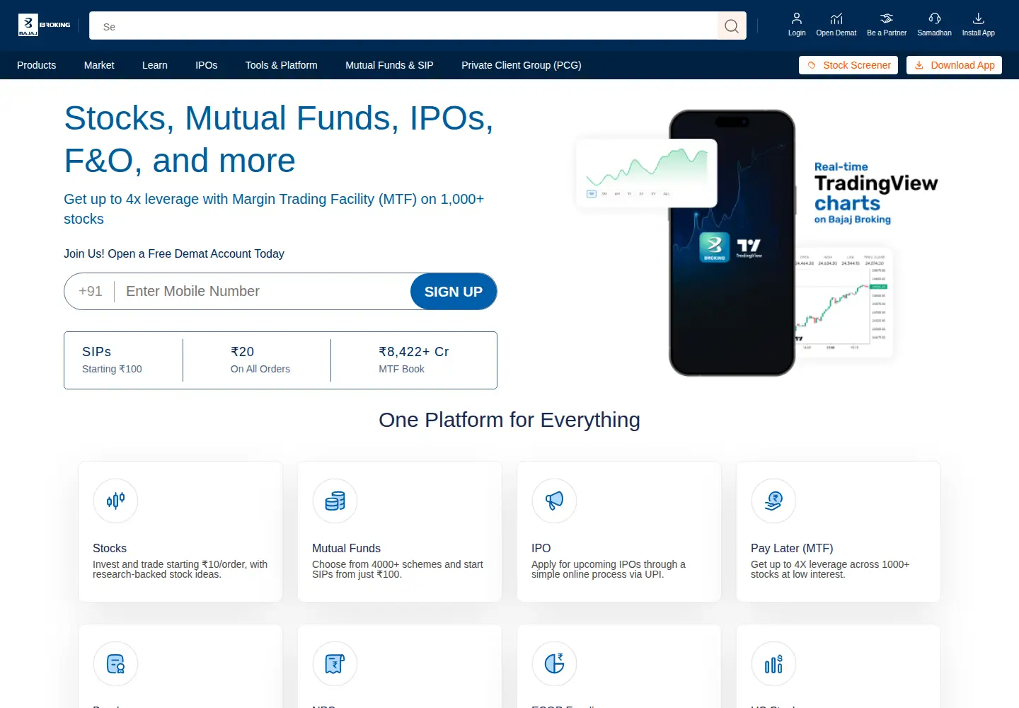 Captured homepage of bajajbroking.in in the current scan
