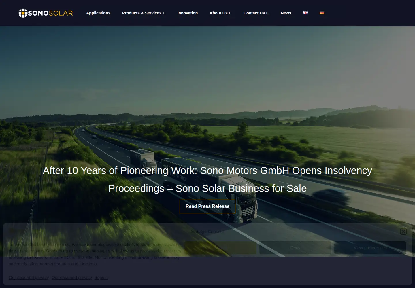 Captured homepage of sonomotors.com in the current scan