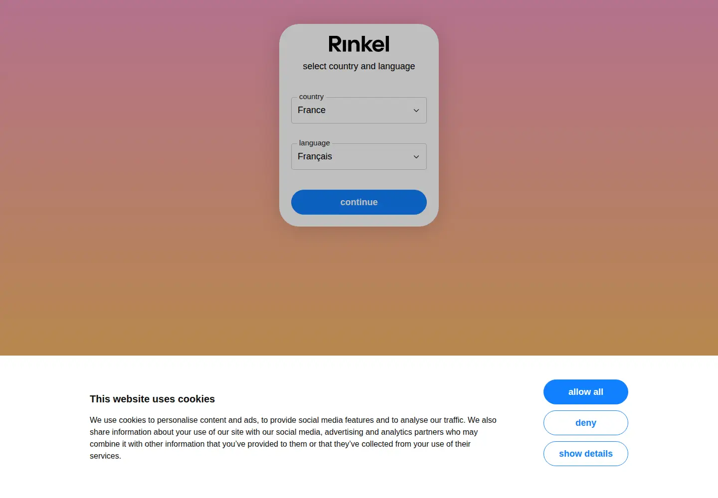 Captured homepage of rinkel.com in the current scan