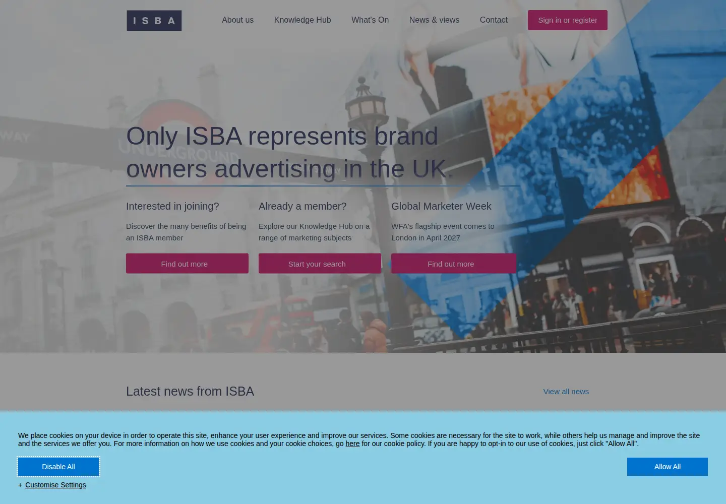 Screenshot of isba.org.uk