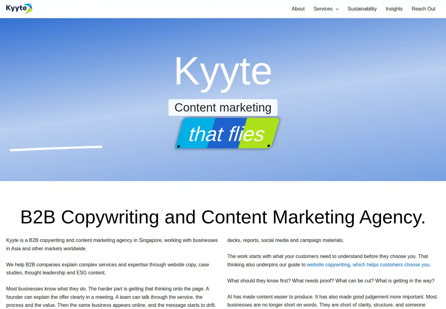 Captured homepage of kyyte.co in the current scan