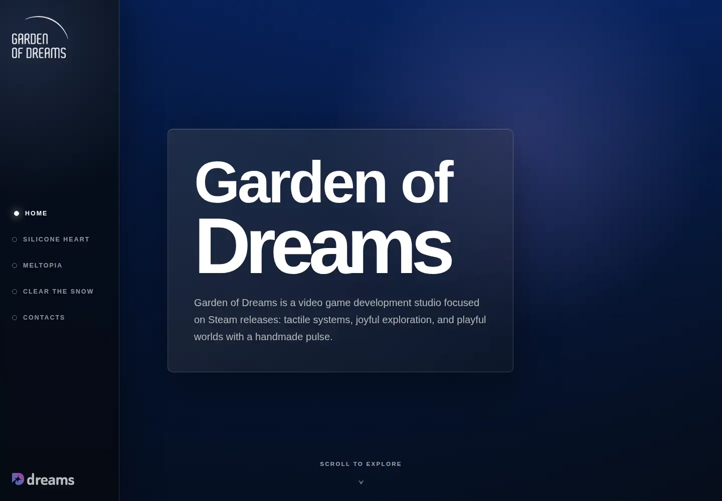 Captured homepage of gardenofdreams.games in the current scan