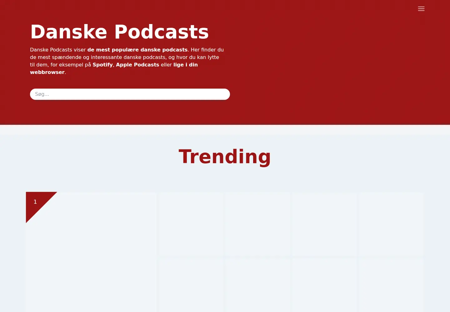 Captured homepage of danske-podcasts.dk in the current scan
