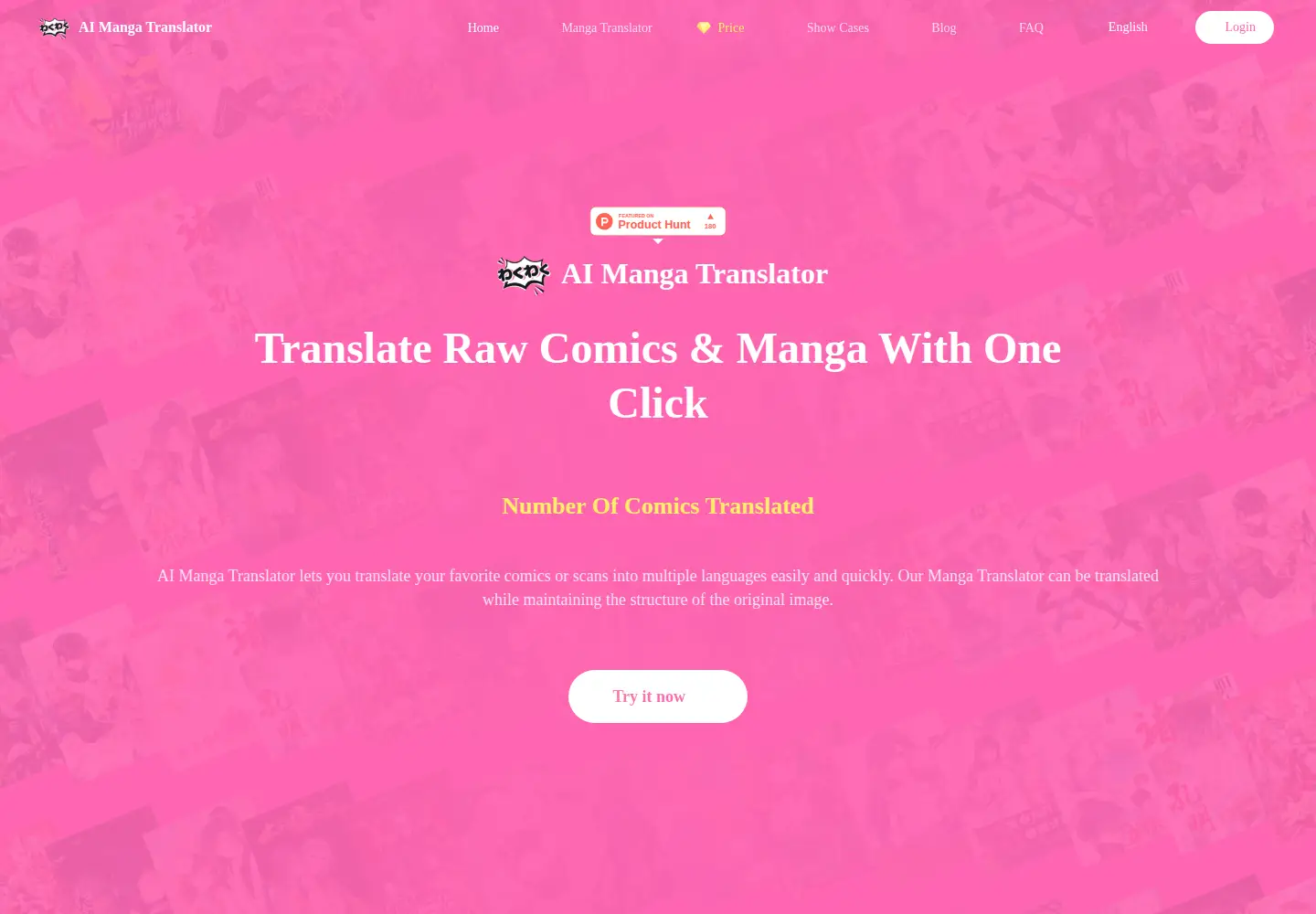 Screenshot of aimangatranslator.com