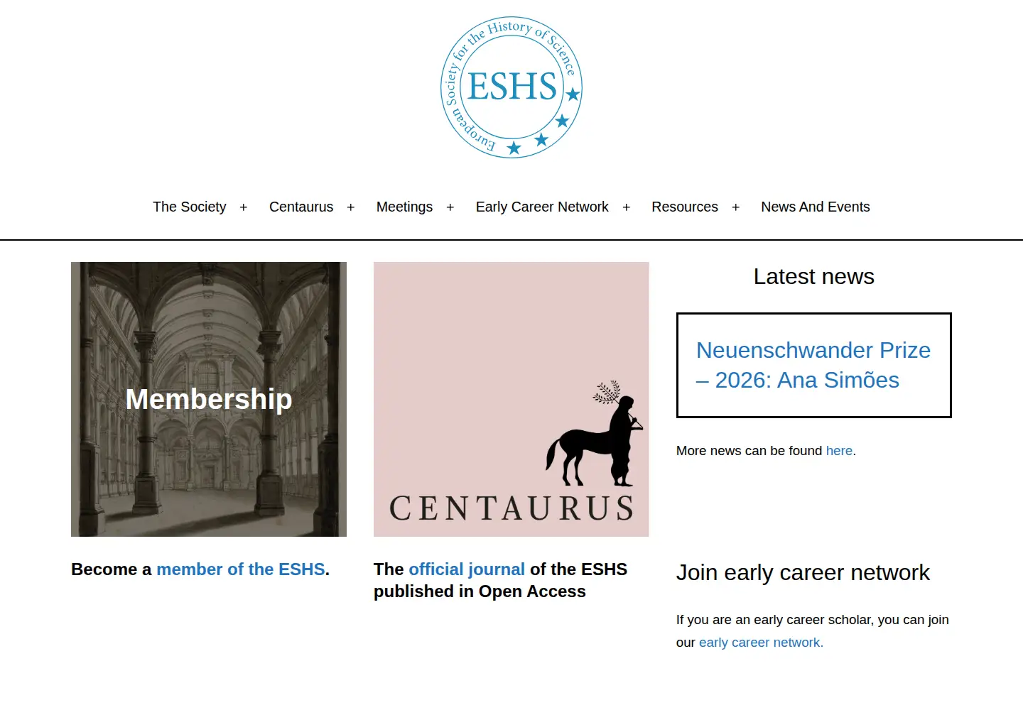 Captured homepage of eshs.org in the current scan
