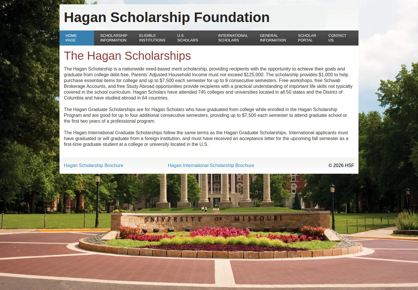 Screenshot of haganscholarships.org