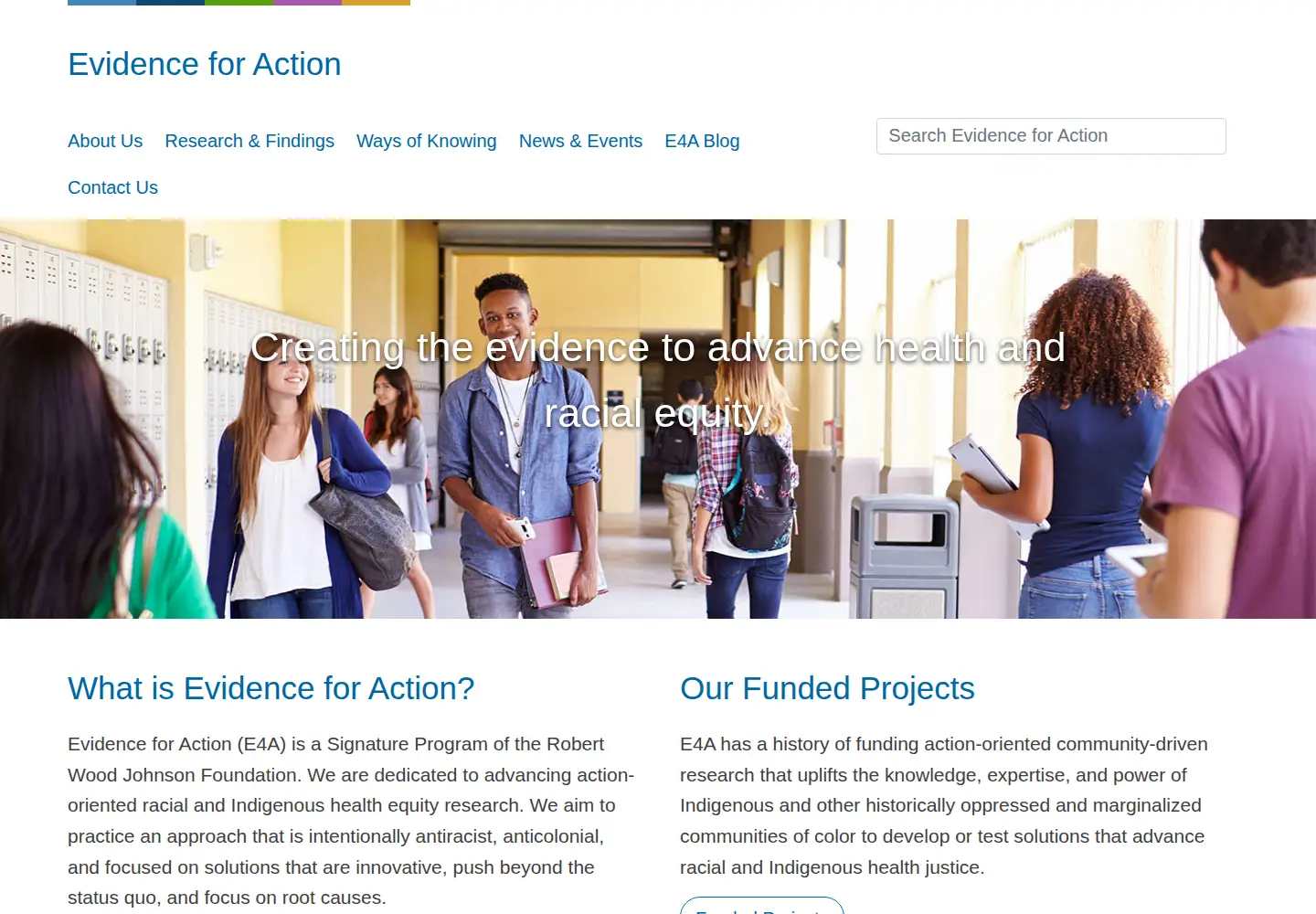 Captured homepage of evidenceforaction.org in the current scan