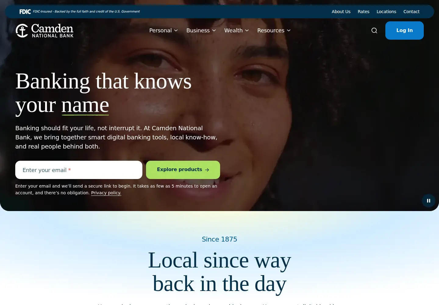 Captured homepage of camdennational.bank in the current scan