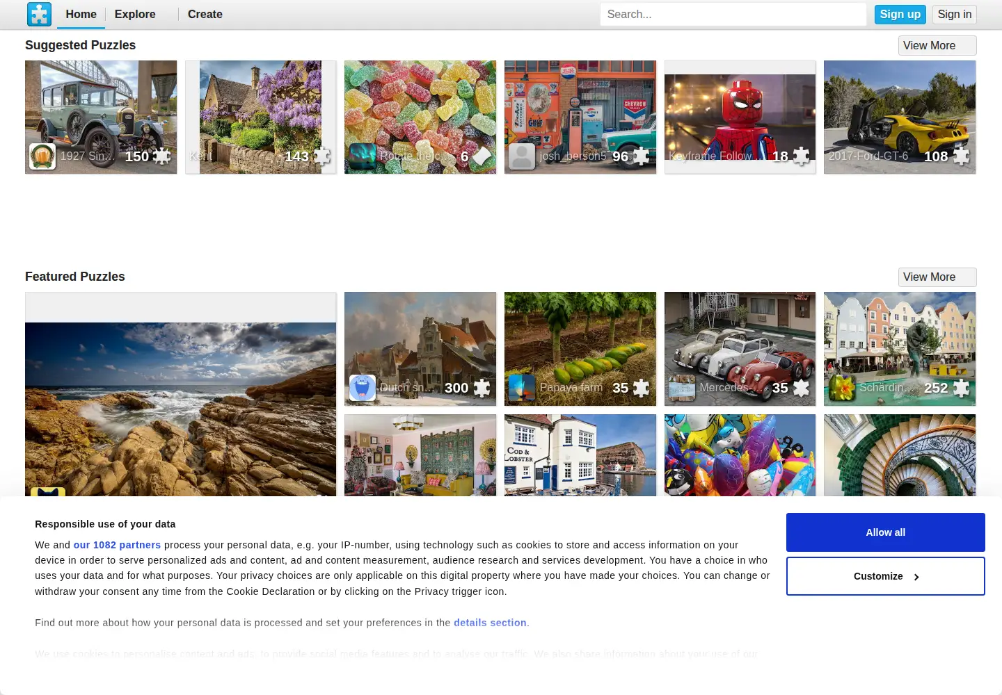 Screenshot of jigsawplanet.com