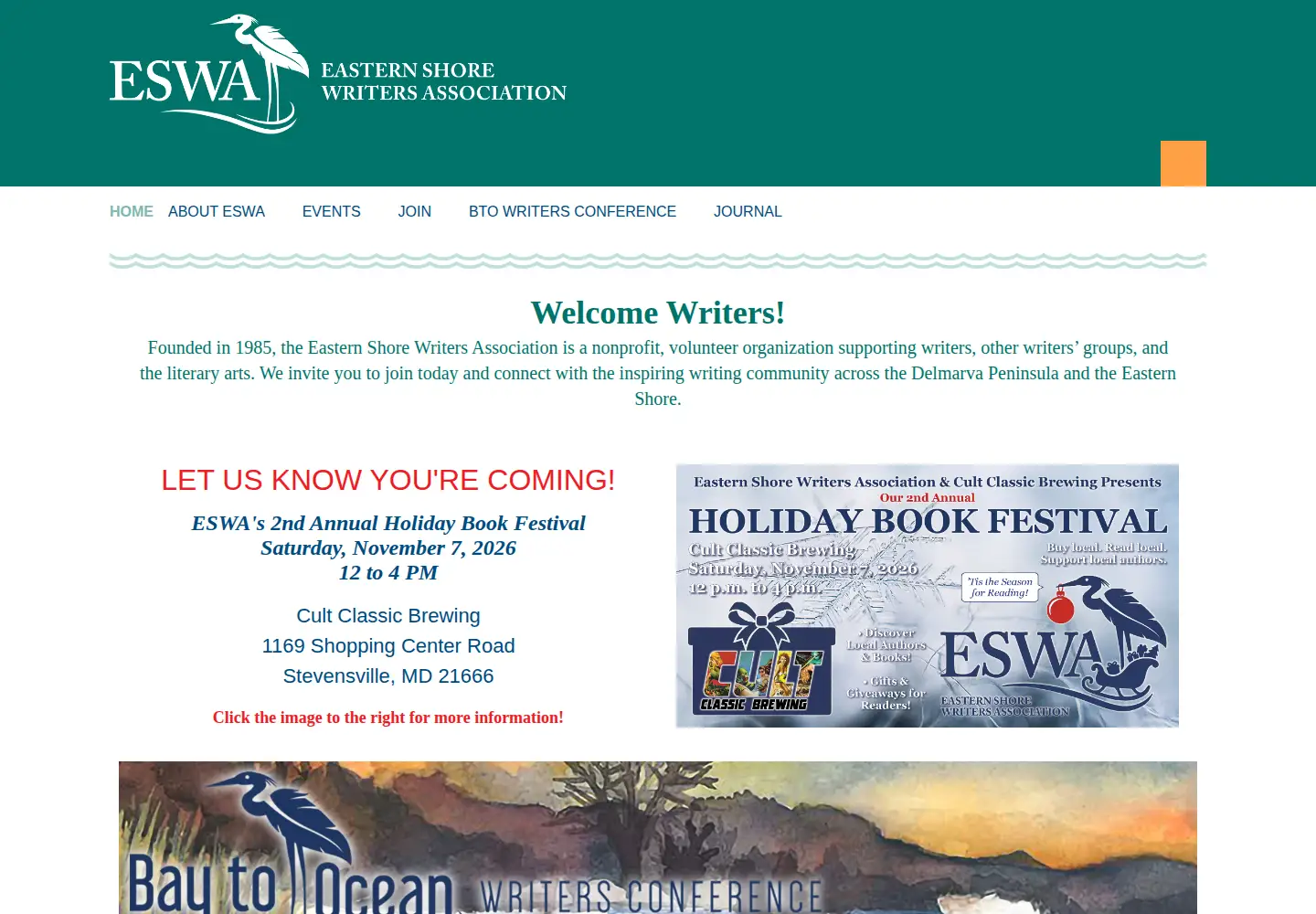 Screenshot of easternshorewriters.org