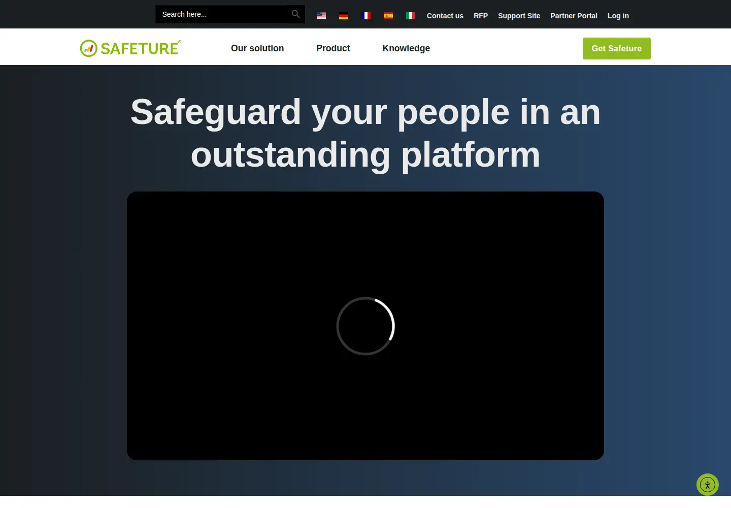 Captured homepage of safeture.com in the current scan