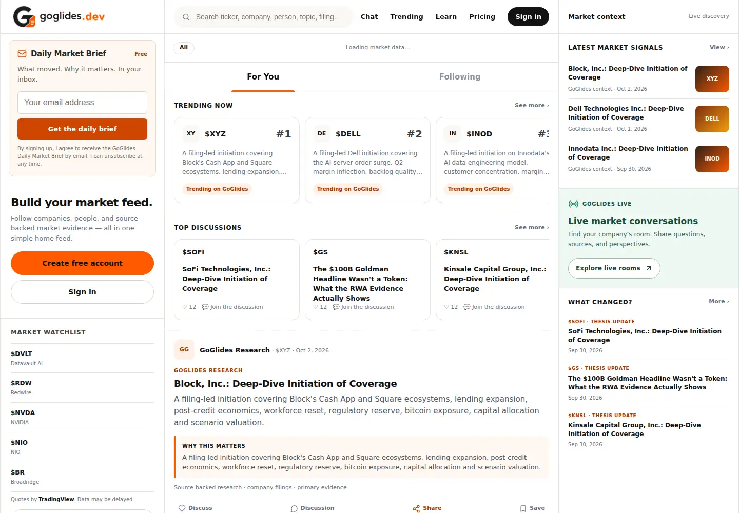 Screenshot of goglides.dev