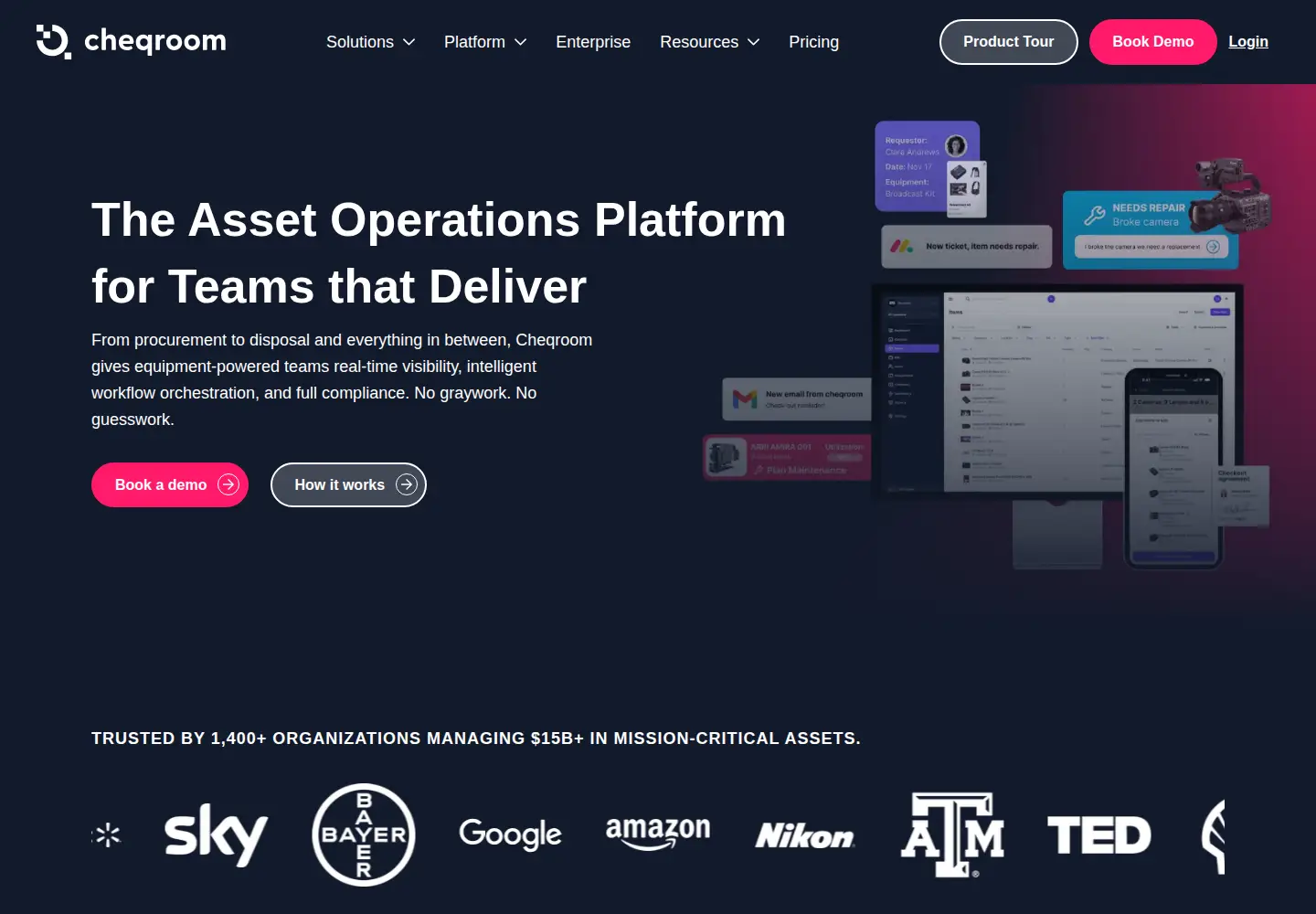 Screenshot of cheqroom.com